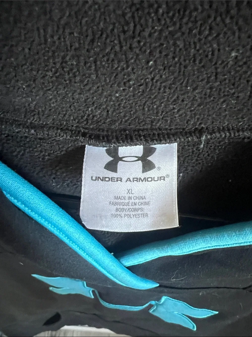 Under Armour Black Hoodie with Teal Logo Trim